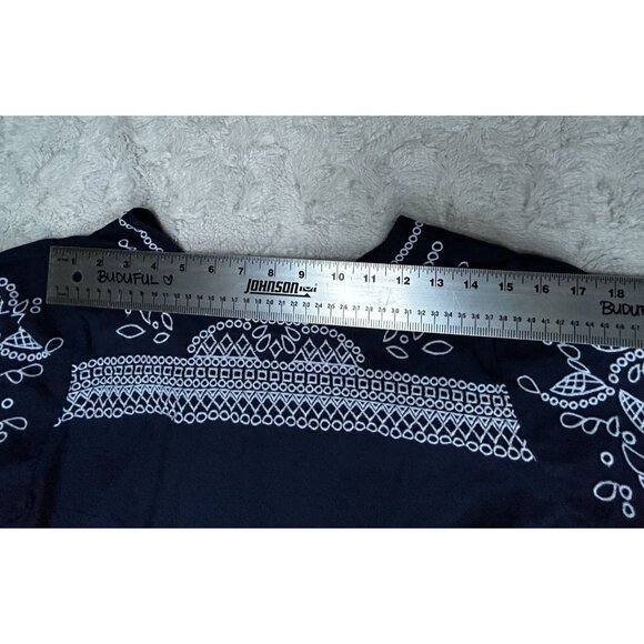 Banana Republic Womens White & Blue Embroidered Top Blouse Large Short Sleeve - Picture 7 of 8
